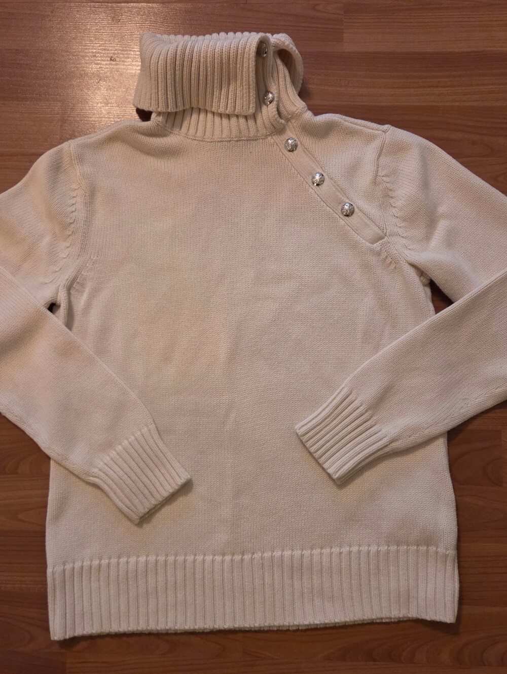 LRL Ralph Lauren Cream Button Turtleneck M